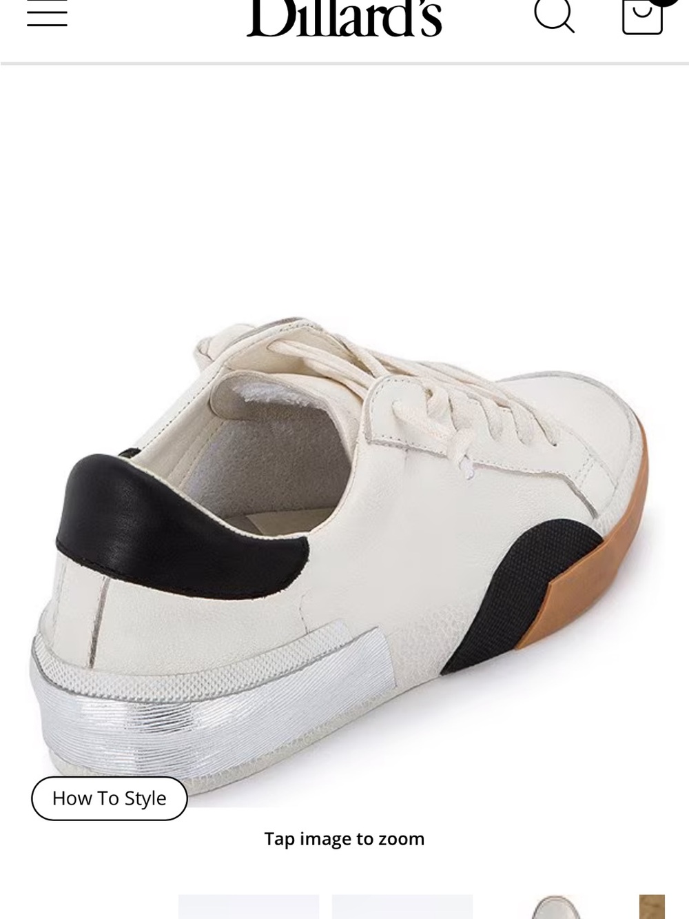 DV by Dolce Vita Zina Cream Leather Sneakers with Black Accents and Gum Sole - Picture 4 of 8